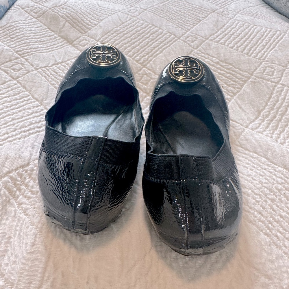Tory Burch Woman's Ballerina Flats | Caroline Elastic Trim | Black  |Size 7.5 - Picture 2 of 3